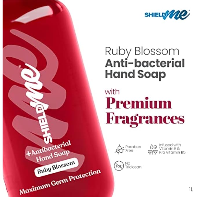SHIELDME ANTIBACTERIAL HANDWASH LIQUID SOAP REFILL, RUBY BLOSSOM  1LITER - Image 2